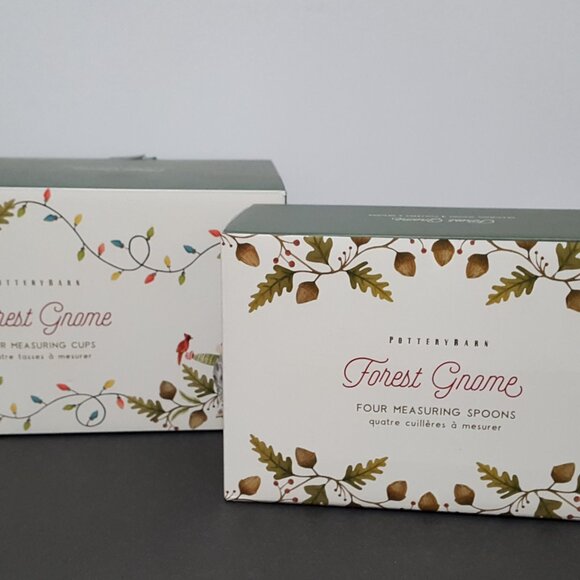 NEW Pottery Barn Set of 4 Forest Gnome Stoneware Measuring Cups & 4 Spoons NIB - Picture 5 of 5